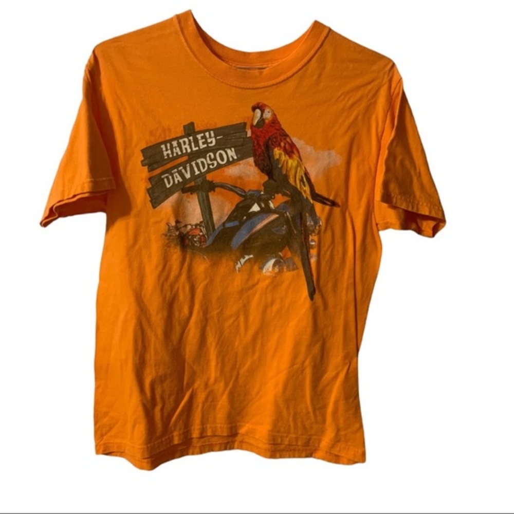 HARLEY DAVIDSON Chunky River Meridian MS T-Shirt Orange/parrot graphic Mens M